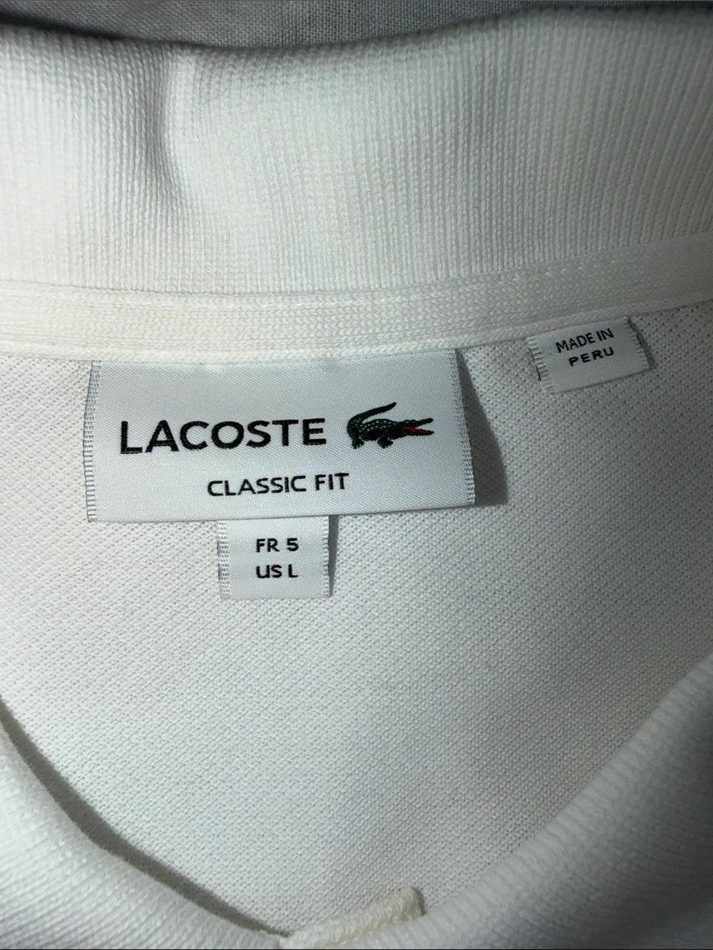 EUC Lacoste White Piqué Polo Classic Fit with Crocodile Logo Size Large - Picture 3 of 4